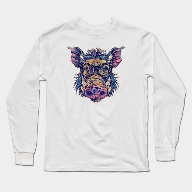 Hog on the Street Long Sleeve T-Shirt by Carnets de Turig